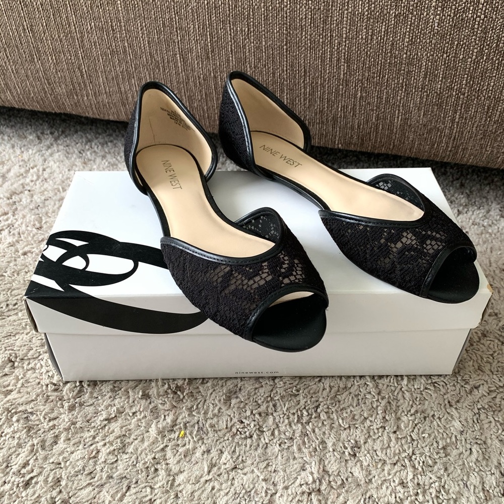 Nine West Black Lace Flats